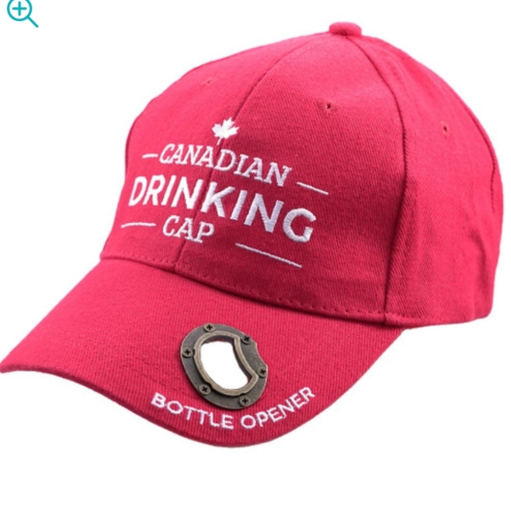NWT Red Canadian Drinking Baseball Cap with Bottle Opener